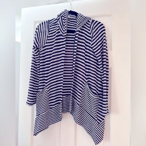 Splendid blue and white striped cardigan waterfall style size small